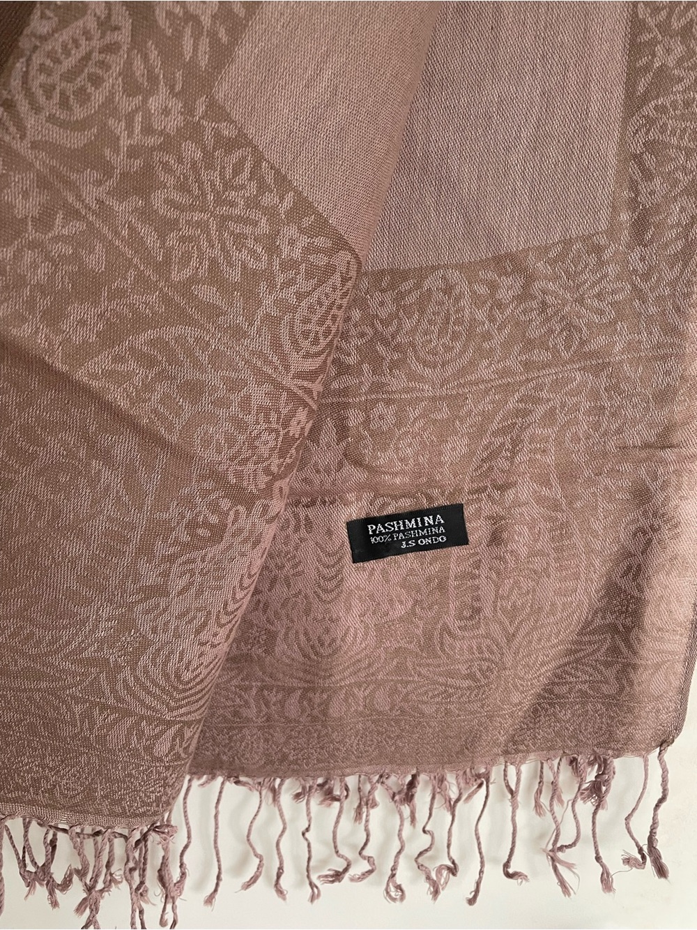 Pashmina 100% Mauve Pink Paisley Jacquard Pashmina Wrap